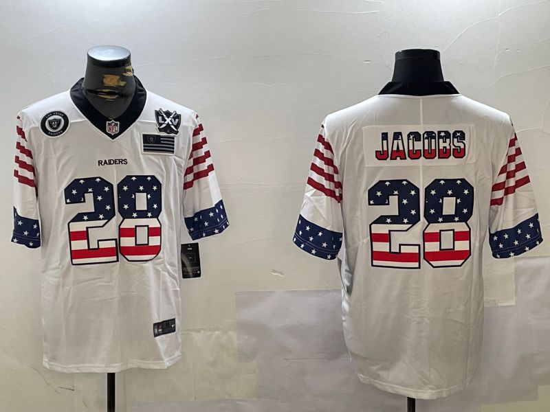 Men Oakland Raiders #28 Jacobs White National Flag 2024 Nike Limited NFL Jersey style 4->oakland raiders->NFL Jersey